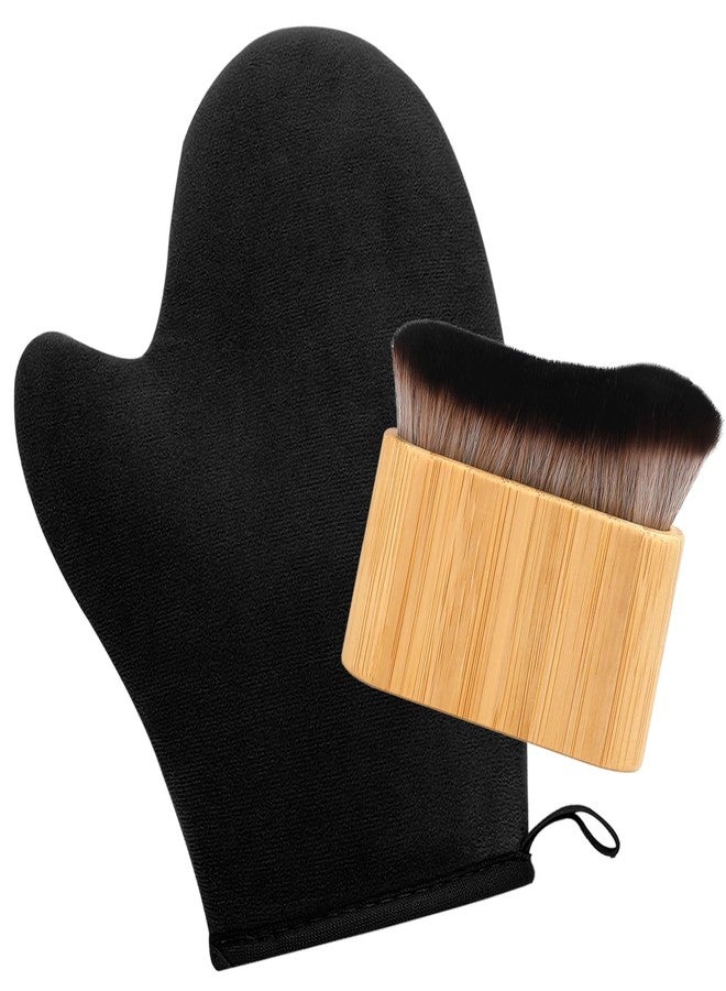KELILO Self Tanning Mitt Self Tanner Mitt Tanning Glove Self Tan Mitt And Brush Self Tanner Brush Self Tanning Brush Self Tan Brush Kabuki Brush Self Tanner Brush For Body Self Tanning Kit 2 Pack - Image 1